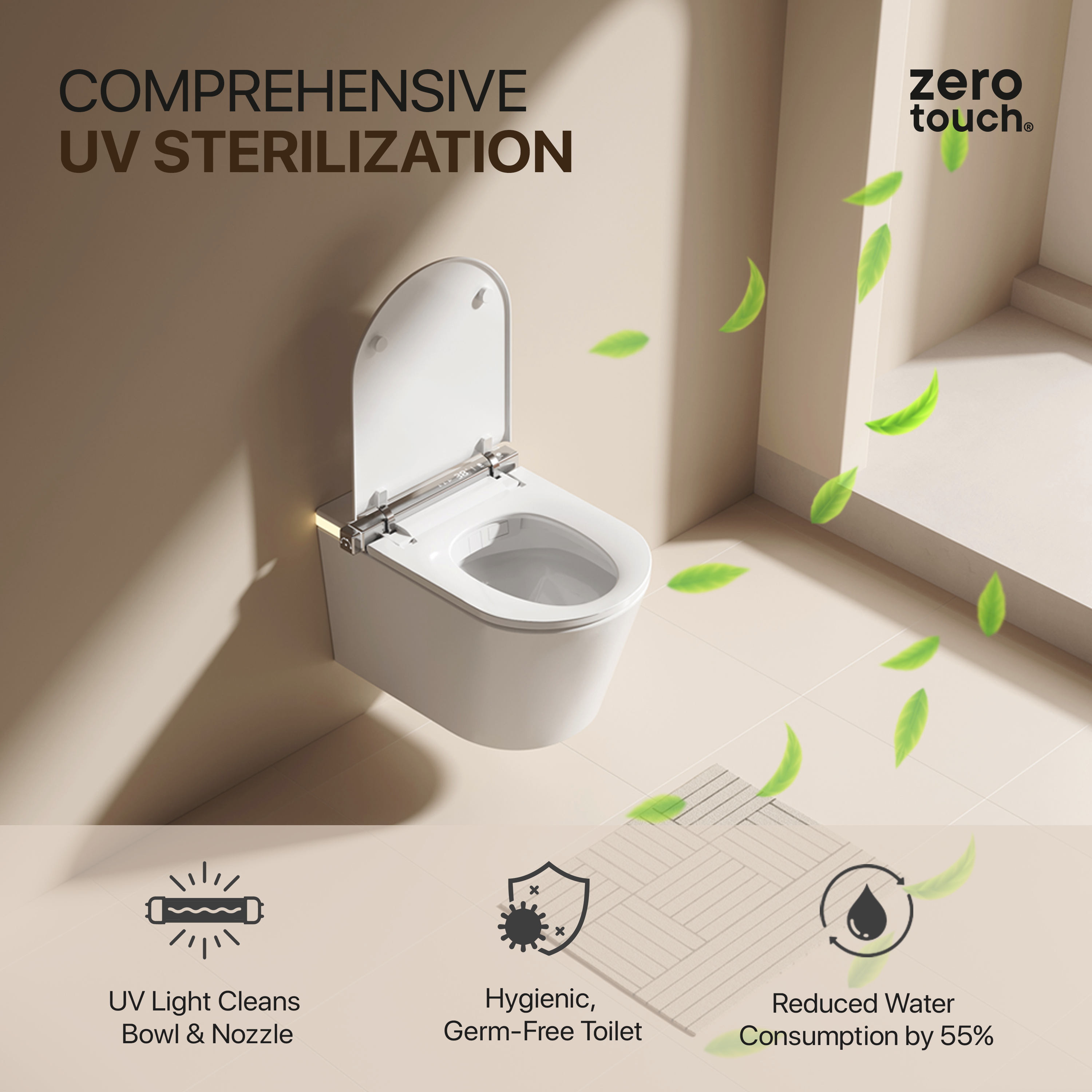 Zero Touch Tank-Less Wall-Hung Smart Toilet